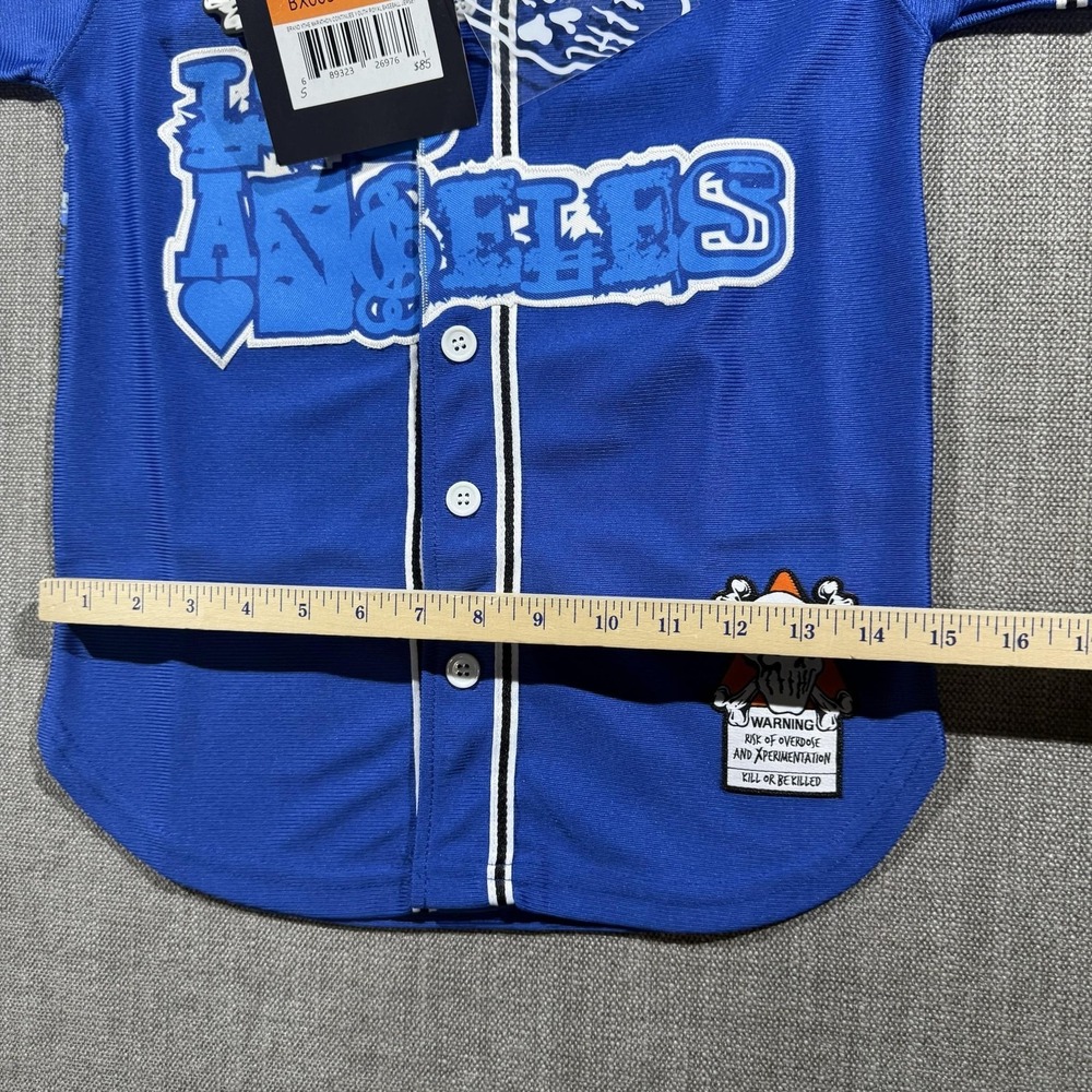 Brand X Shirt Youth Small Blue Los Angeles Baseball Jersey Marathon Continues - Picture 6 of 8